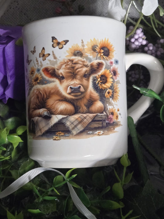 Baby Highland Cow Coffee Mug - Cute Farm Animal Cup Gift, Rustic Farmhouse Mug, Novelty Drinkware for Cow Fans